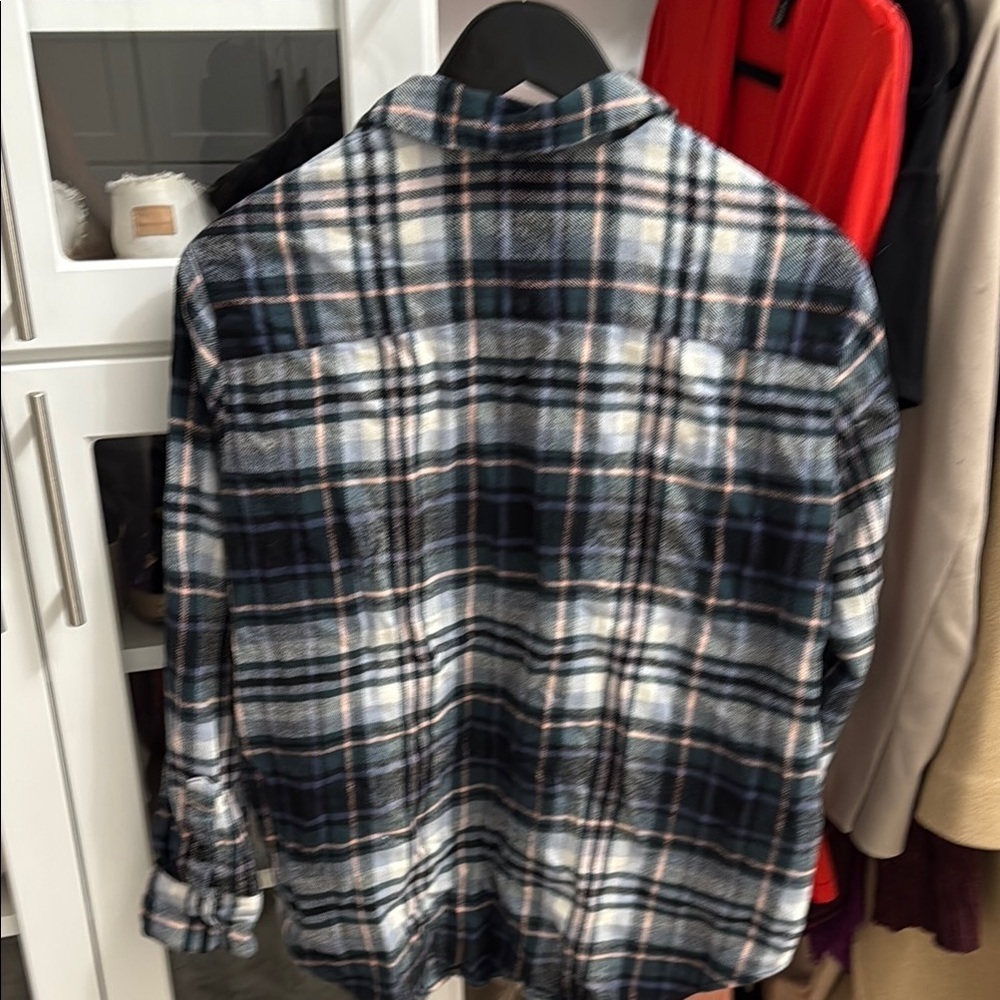 Madewell Green and Pink Plaid Shirt with Pockets - Picture 4 of 6